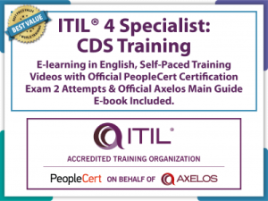 ITIL®4 Specialist: Create Deliver and Support (CDS) E-Learning in English, Self-Paced Training Videos with Official PeopleCert Certification Exam 2 Attempts & Official Axelos Main Guide E-book Included . Course code: ITIL4CDS-E-2