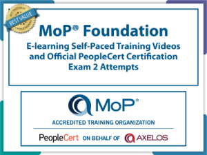 MoP® Foundation E-learning Axelos, Self-Paced Training Videos with Official PeopleCert Certification Exam 2 Attempts & Official Axelos Main Guide E-book Included. Course code: MOPFND-E-2