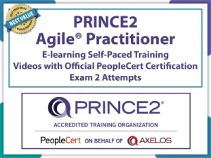 PRINCE2® Agile Practitioner E-learning Self-Paced Training Videos and Official PeopleCert Certification Exam 2 Attempts. Course code: PRINCE2APR-E-2